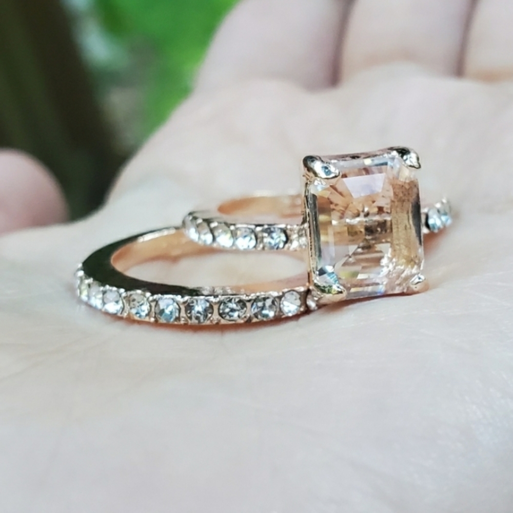 NWOT 18K GF Rose Gold White Topaz Engagement Rings - Picture 9 of 15